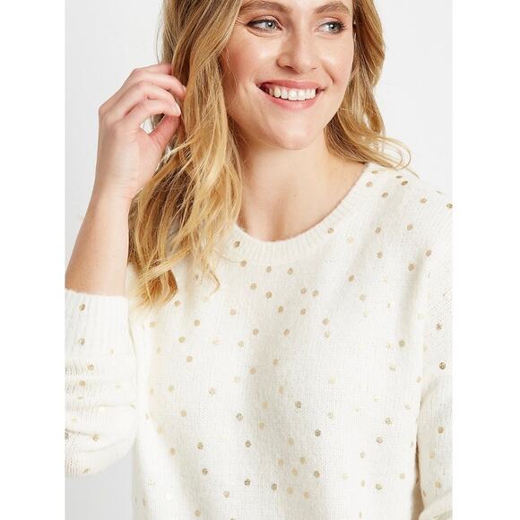 Maurices Gold Metallic Polka Dot Crewneck Knit Sweater NWT - Picture 3 of 10